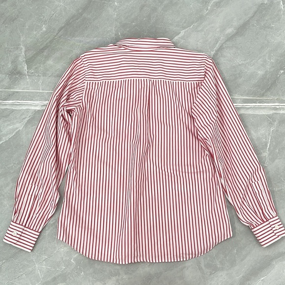 Women's Liz Claiborne Lizsport Button Down Cotton Long Sleeve Striped Shirt - Picture 11 of 16